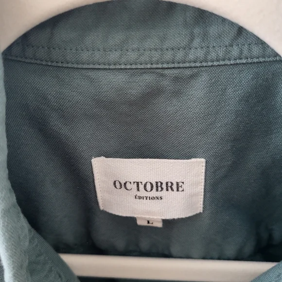 Men's Octobre Editions Charlie Button-Down Shirt Green Clay - Picture 2 of 8